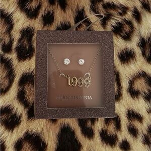 NWT Cubic Zirconia Gold Necklace and Earring Set